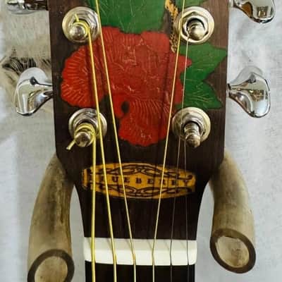 Blueberry Handmade Jumbo Size Acoustic Guitar Floral Motif - Mango Wood Body and Top image 11
