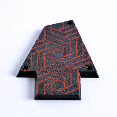 Custom Ibanez Truss Rod Cover for RG & JEM – Fractal Flow (Red & Black) image 5