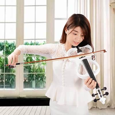 Cxxss 4/4 Violin Electric Violin(right hand)white-US image 16