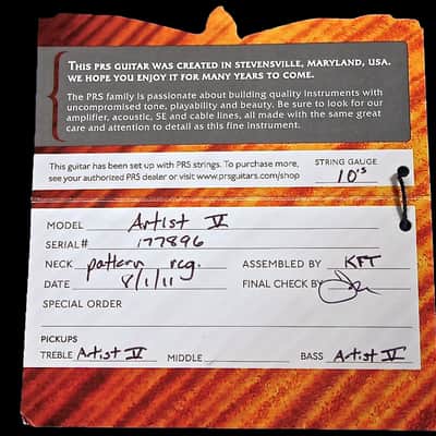 Paul Reed Smith PRS Artist V Limited Edition w Ebony Board 2011 Black Gold Wrap image 8