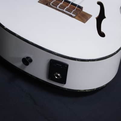 KALA Jazz Tenor Metallic White archtop acoustic electric UKULELE new UKE w/ Case image 8