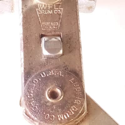 Ludwig+WFL-Stamps External Muffler Clamp-On Bass Drum Hoop-Mount 50s Nickel USA image 3