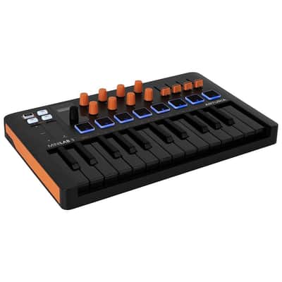 Arturia MiniLab 3 25 SlimKey Controller Bundle with 3ft Pig Hog MIDI Cable & Polishing Cloth– Orange, USB-MIDI Keyboard, 8 RGB Pads, 8 Encoders, Faders, DAW Integration, Software for Music Production image 4