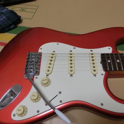81' springy sound ST55 Candy Apple Red matching headstock stratocaster copy Fujigen  Japan vintage image 5