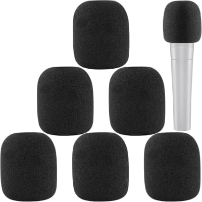 Windscreen For Sm58, 6Pack Microphone Pop Filter Foam Cover For Shure Sm58 Sm48,Mic Cover Replacement For Noise Reduction By ,Black