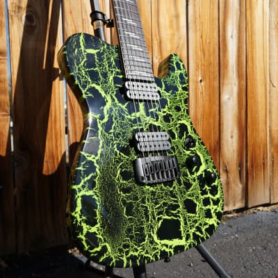Schecter USA CUSTOM SHOP PT-7 Green Crackle 7-String Electric Guitar w/ Black Tolex Case (2022) image 5