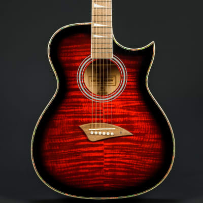 Lindo ORG Regular Body Red Gloss Electro Acoustic Guitar with Preamp LCD Tuner & Padded Gig bag for sale