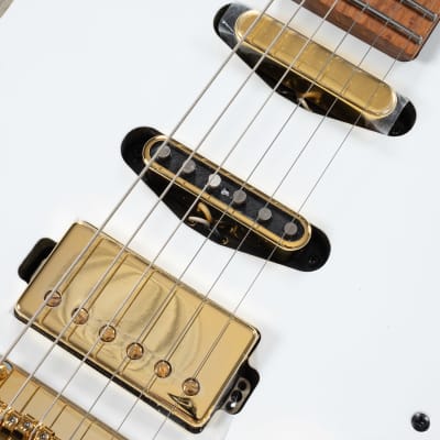 Ibanez Lari Basilio Signature LB1 Guitar, Roasted Birdseye Maple, White image 4