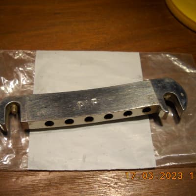 Gibson Replacement Joe Glaser Wrap-Around Compensated Tailpiece, 1953 - 1960  Replacement Bridge “Stud Finder” (Aged Nickel) image 3