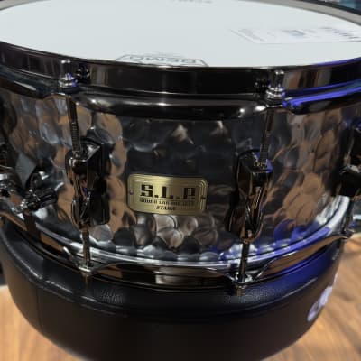 Tama S.L.P. Expressive Hammered Steel Snare Drum - 6 x 14 inch 2024 - Glossy Finish with Black Nickel Hardware image 1