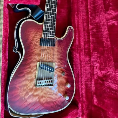 Jimmy Foster "Performer" Electric Guitar - 7 String Tiger Maple Body with Mother of Pearl Inlays image 1
