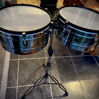 MEINL Percussion Marathon Series Chrome Timbales 14" + 15" with Stand and Case image 4