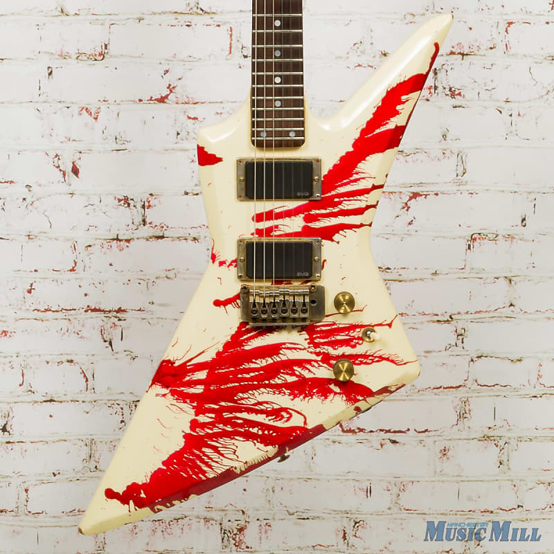 1980s Aria Pro II ZZ Custom Electric Guitar White with Red