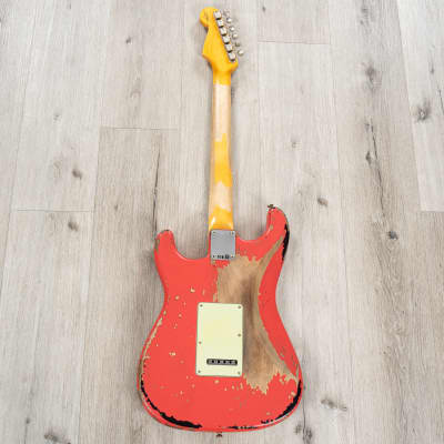 Fender Custom Shop Michael Landau 1963 Stratocaster Guitar, Fiesta Red over 3-Color Sunburst image 5