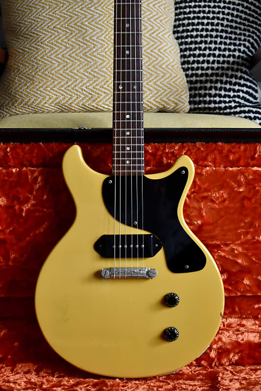 80’s Burny Japan Rock ’n Roll Version RTV-55 Les Paul Junior Double Cut in  TV Yellow RARE Fernandes MIJ Japanese Vintage Lawsuit Fujigen JR DC Gibson