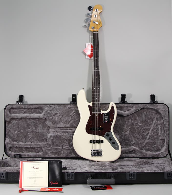 2022 Fender American Professional II Jazz Bass Olympic White w/OHSC image 1