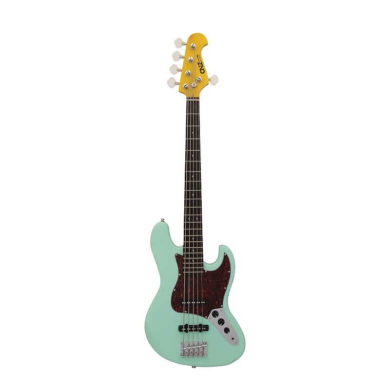 CNZ Audio JB 5-String Electric Bass Guitar - Maple Neck, Imitation Rosewood Fingerboard, Surf Green image 1