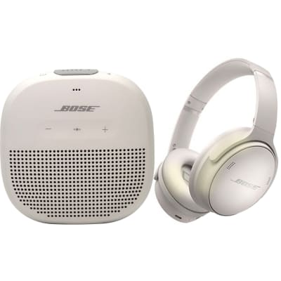 Bose QuietComfort 45 Noise-Canceling Wireless Over-Ear Headphones (White Smoke) + Bose Soundlink Micro Bluetooth Speaker (Smoke White) image 1