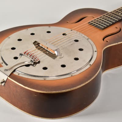 Immagine 1930s Regal Angelus Model 19 Sunburst Finish Resonator Acoustic Guitar w/SSC - 6