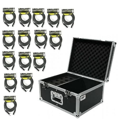 OSP ATA 15 Slot Microphone Flight Road Case + Storage & (15) 25' Soft Mic Cables image 1