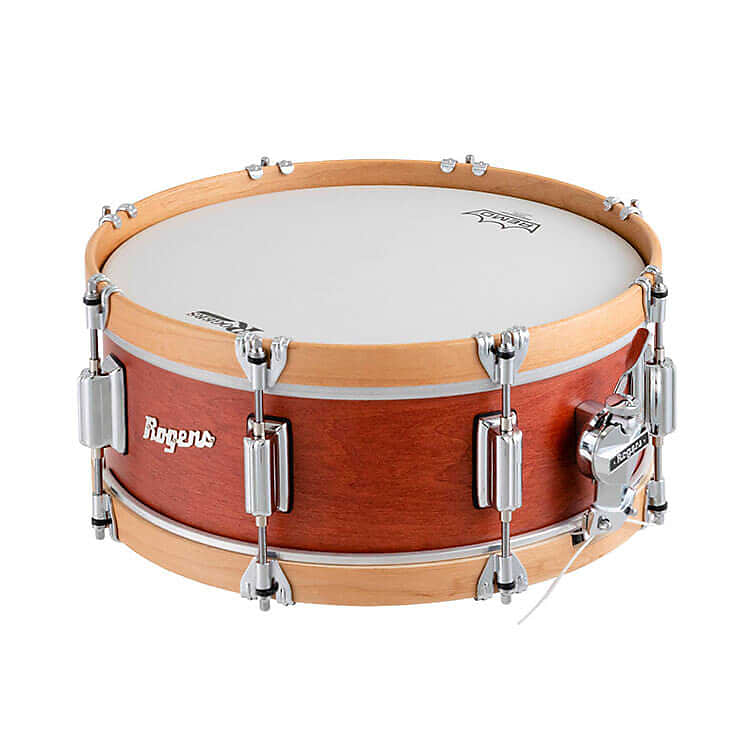 Rogers Tower Wood Hoop Snare Drum 14x5 Satin Red Mahogany Reverb
