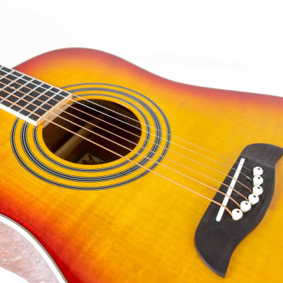 Oscar Schmidt OG5 3/4-Size Kids Acoustic Guitar - Flame Yellow Sunburst w/ Tuner image 6