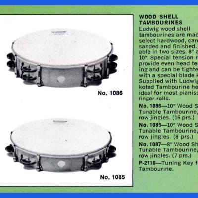 Ludwig 10” Tunable Wood Shell Tambourine Double-Row Jingles image 14