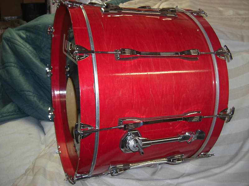 Ludwig Classic Maple 90s Flame Red Shadow Bass Drum 24X16, looks and sounds Great! image 1