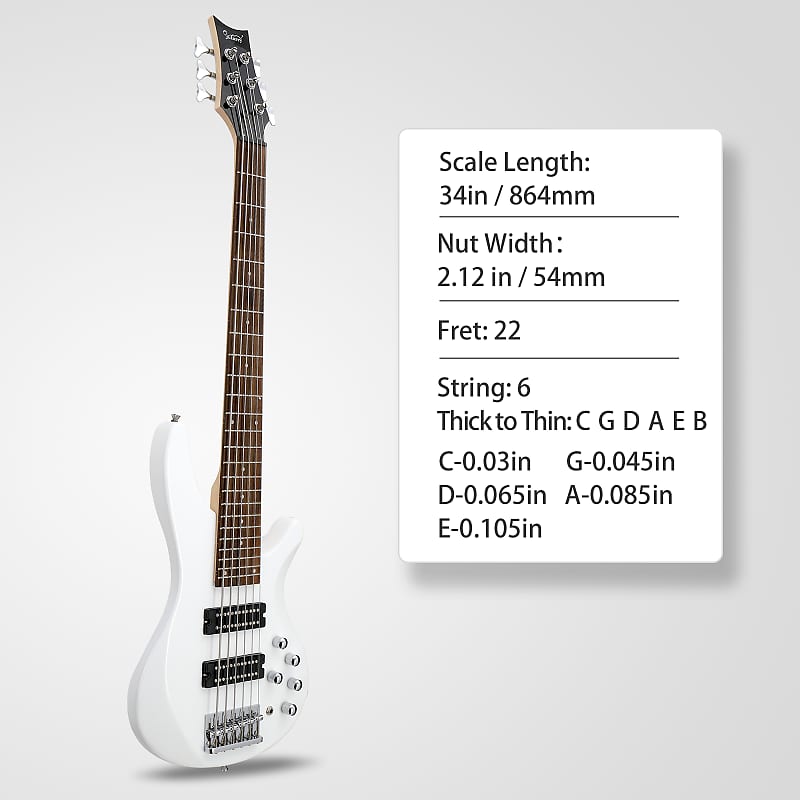 Glarry 44 Inch GIB 6 String H-H Pickup Laurel Wood
