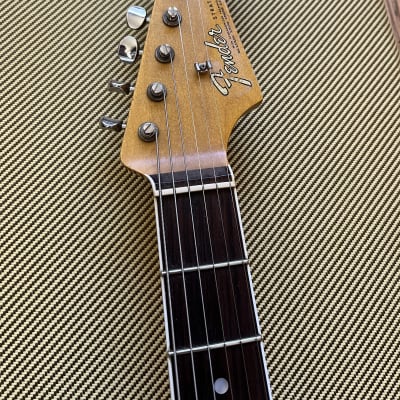 MJT Musicraft Stratocaster - Black over Blue Relic image 8