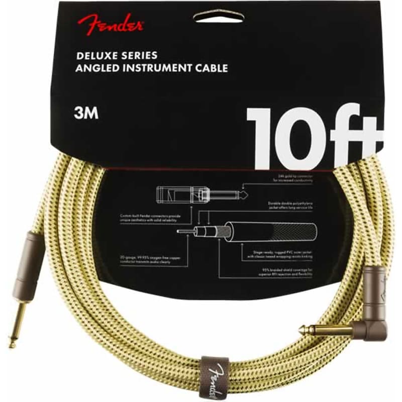 Fender Deluxe Series Instrument Cable - Tweed Straight/Angled - 10ft image 1
