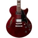 D'Angelico Premier Series SS Semi-Hollowbody Electric Guitar with Center Block and Stopbar Tailpiece Regular Transparent Wine