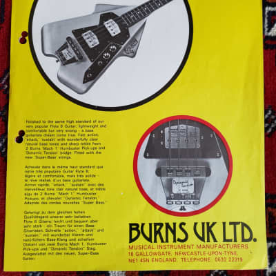 Burns UK / Flyte Bass Guitar Flyer for sale