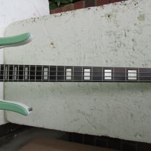 Left Hand Danelectro  Longhorn Bass Guitar, 1990's Surf Green, Converted From Right Hand image 3
