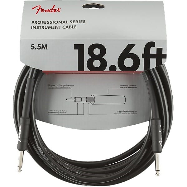 Fender Professional Instrument Cable, 5.7m/18.6ft, Black image 1