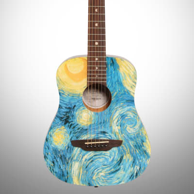 Luna Safari Starry Night Travel Acoustic Guitar (with Gig Bag) image 2