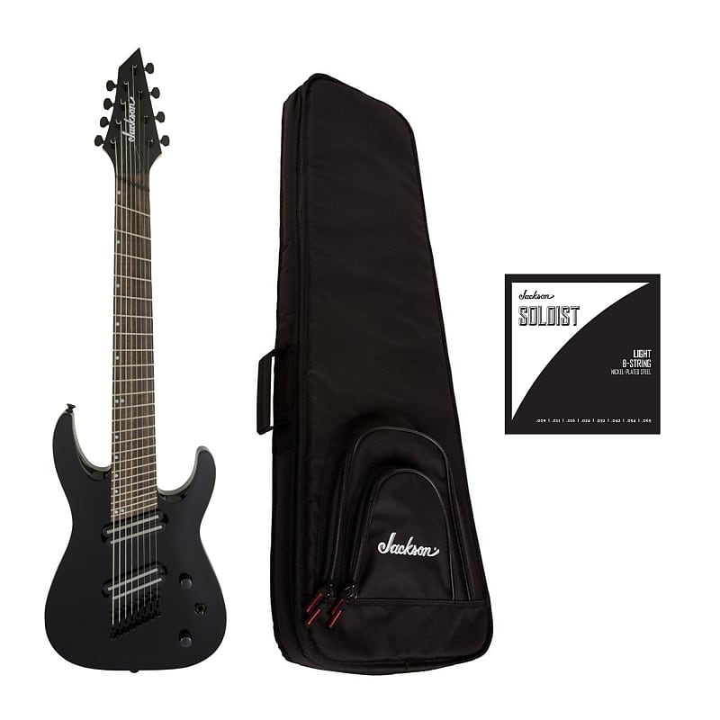 Jackson X Series Dinky Arch Top DKAF8 MS 8-String Electric Guitar (Gloss  Black) Bundle with Jackson Gig Bag and Strings (3 Items)