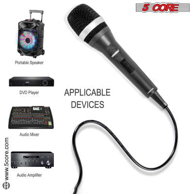 5 Core Professional Dynamic Microphone Cardioid Unidirectional Handheld Vocal Mic 3 Piece Karaoke for Singing Wired Microfono with Detachable 12ft XLR Cable, Mic Clip, Carry Bag 5C-POWER 3PCS image 2