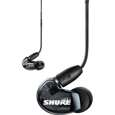 Shure SE215DY+UNI Wired In-Ear Monitors with Mic & Remote 2022 - Present - Black image 1