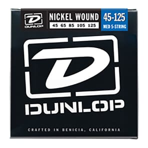 Dunlop DBN45125 Nickel-Wound Stainless Steel 5-String Bass Strings (45-125)