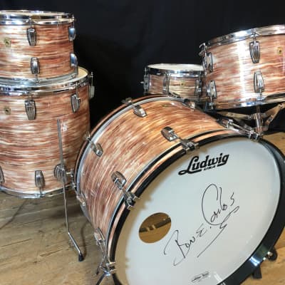 Bun E. Carlos’s Ludwig 2012 Pink Oyster Legacy 24,16,13,12,14×6.5 Matching Snare, Ultra Rare! image 2