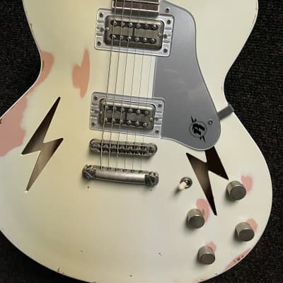 Rock and Roll Relics Lightning Hollowbody White Over Shell Pink image 2