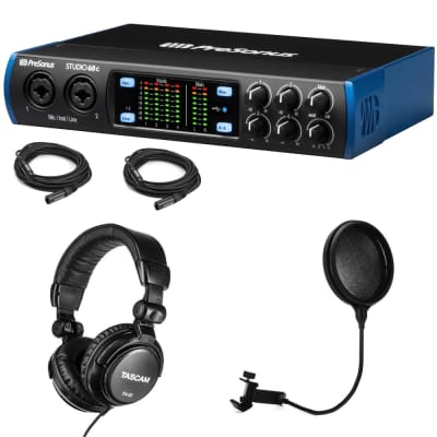 PRESONUS STUDIO 68C: 6X6, 4-PRE USB-C AUDIO INTERFACE + Tascam TH-02 Studio Headphones (Black) Bundle. image 1