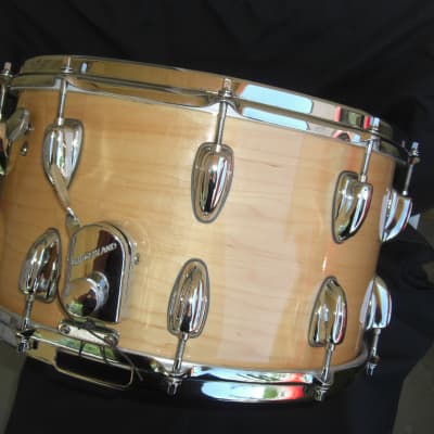 Slingerland 14x8 snare drum 20 lugs, Stick saver hoops 80s/90s - Natural Maple Gloss image 11