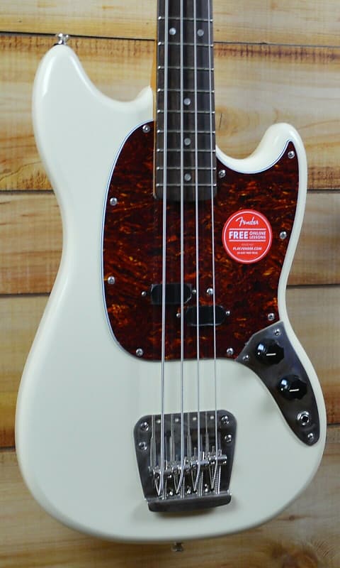 Squier Classic Vibe '60s Mustang Bass Guitar White Laurel Fingerboard Olympic Open Box Great Price image 1