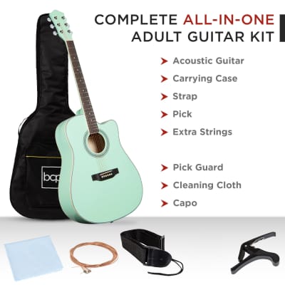 Best Choice Products Full Size Beginner Acoustic Guitar Set with Case, Strap, Capo - 41in-Dark Brown image 16