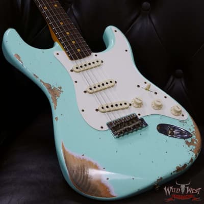 Fender Custom Shop 1959 Stratocaster AAA Rosewood Board Hand-Wound Pickups Heavy Relic Faded Aged Surf Green image 8