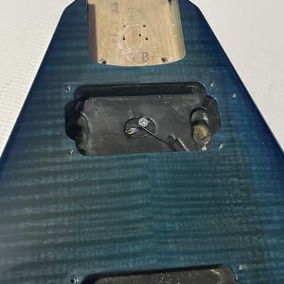 2006 MIJ Jackson RR3 RR Rhoads V Blue Flame Guitar Body Floyd Tremolo Ready image 6
