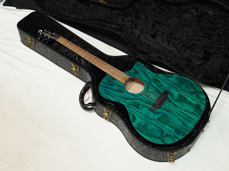 Luna Gypsy Quilt Ash acoustic electric guitar - NEW -Teal with Luna Hard Shell Case GYP E QA TEAL image 1