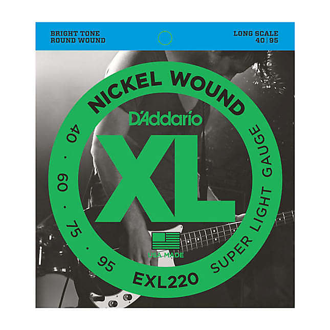 D'Addario EXL220 Nickel Wound Bass Strings, Super Light 40-95, Long Scale image 1